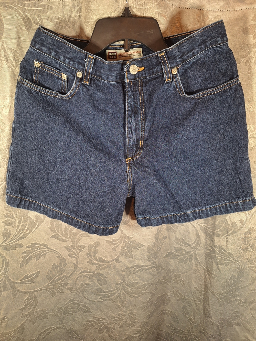 Faded Glory High Waist Dark Wash Mom Jean Denim Shorts 3.5" Inseam Women's 8